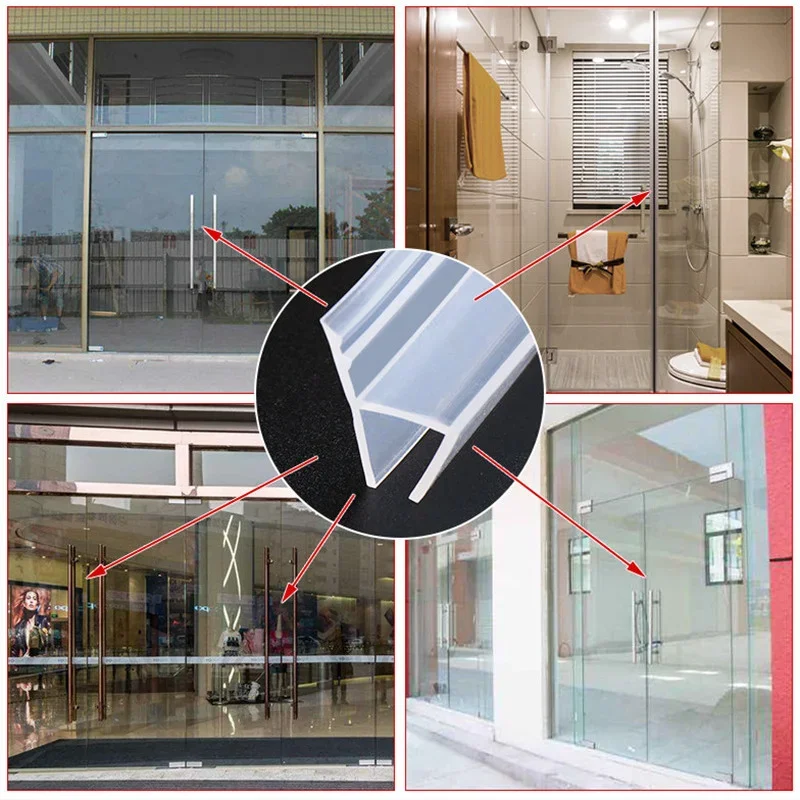 5M h/F/U Shape Glass Seal Strip Rubbe Bath Shower Door Window Weather Strips Draft Stopper for 6/8/10/12 mm glass Sealing Strips