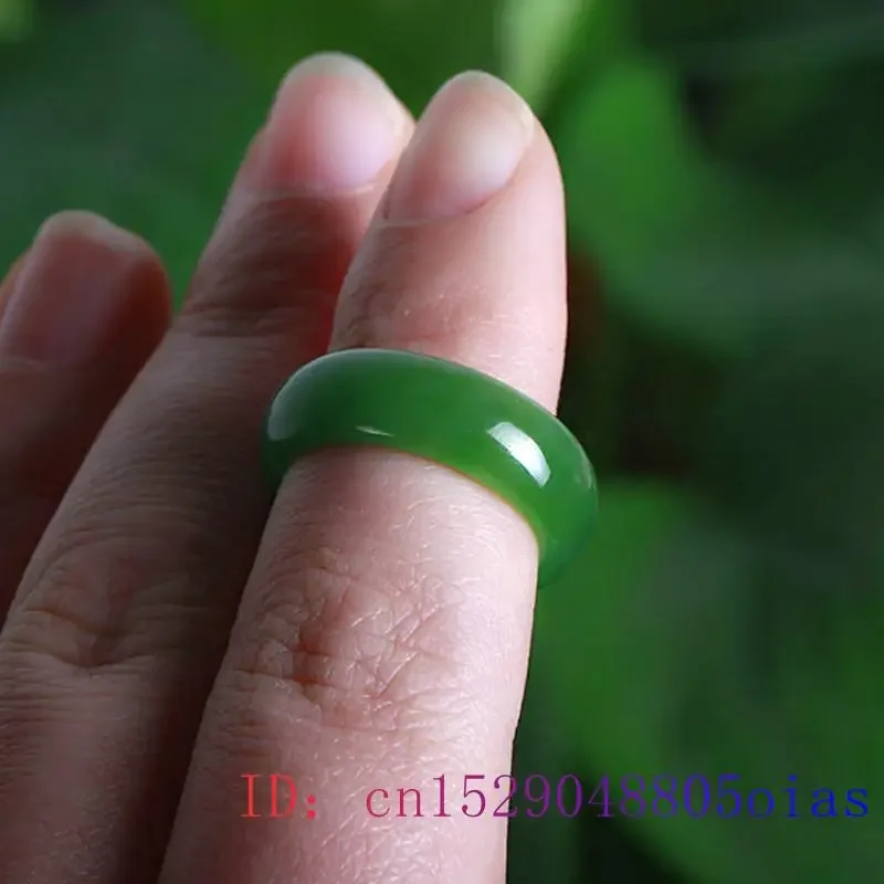 Natural Green Hetian Jade Ring Chinese Jasper Amulet Fashion Charm Jewelry Hand Carved Crafts Gifts Women Men natural stone ring jade ring