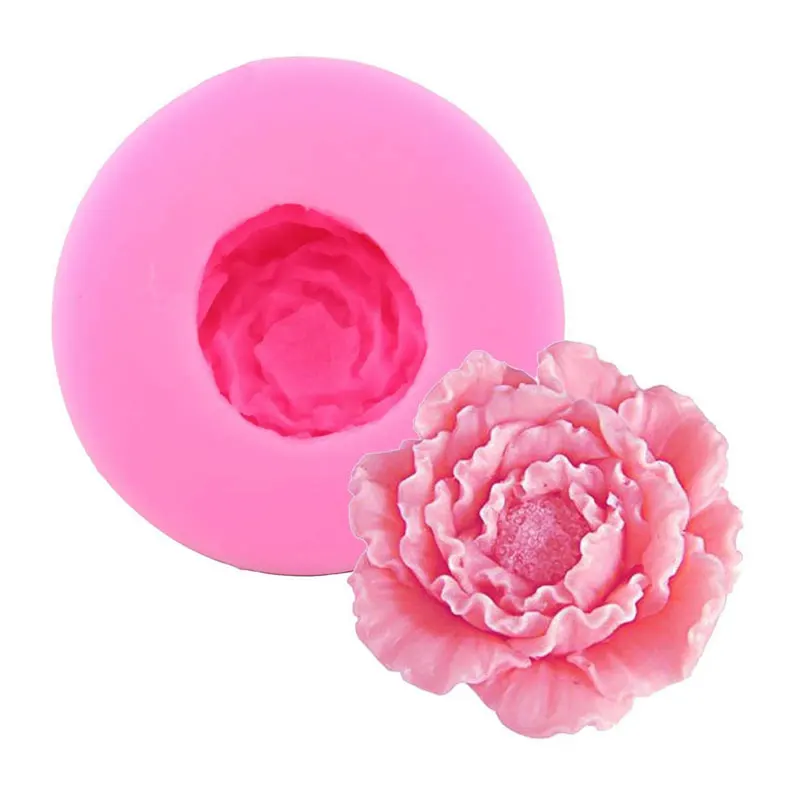 3D Peony Flower Silicone Soap Molds Candle Molds Peonies Clay Mould Silicone Jello Sugar Cake Decorating Chocolate Fondant Mold