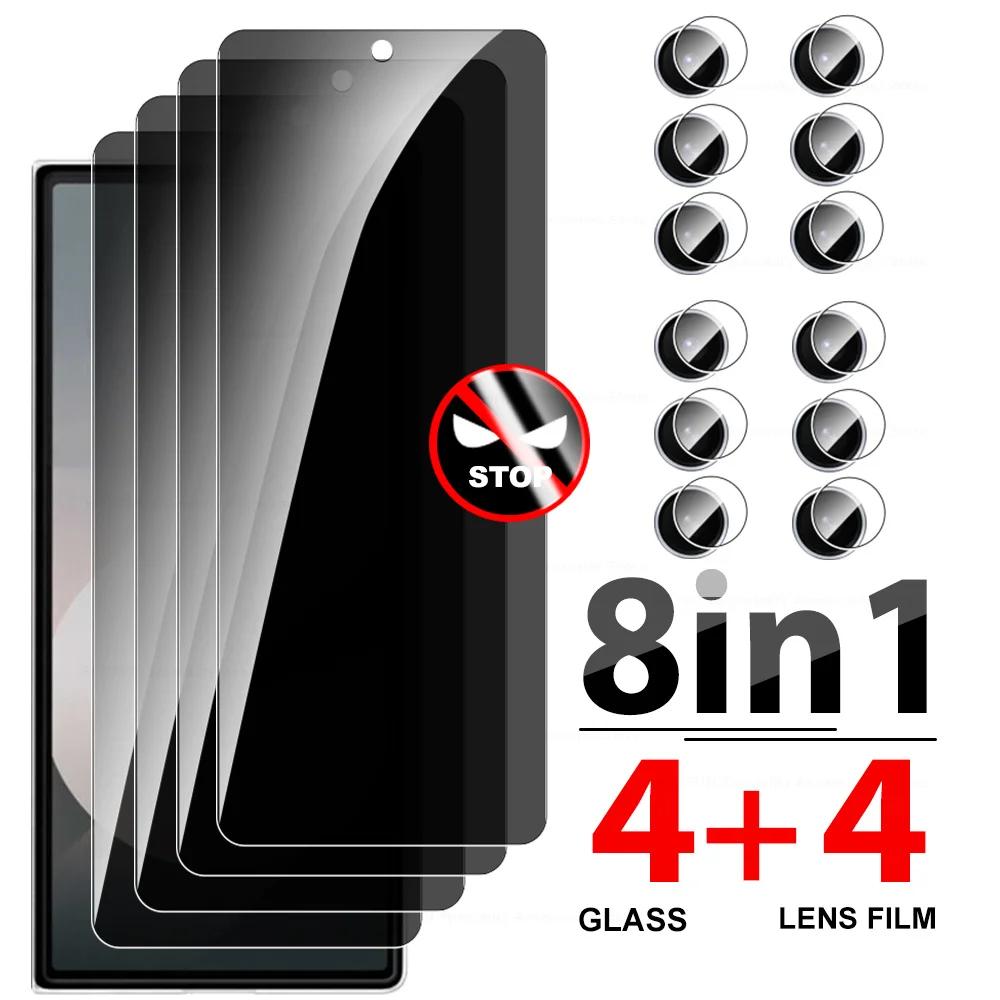 8-in-1 Privacy Tempered Glass Case with Screen and Camera Lens Protector