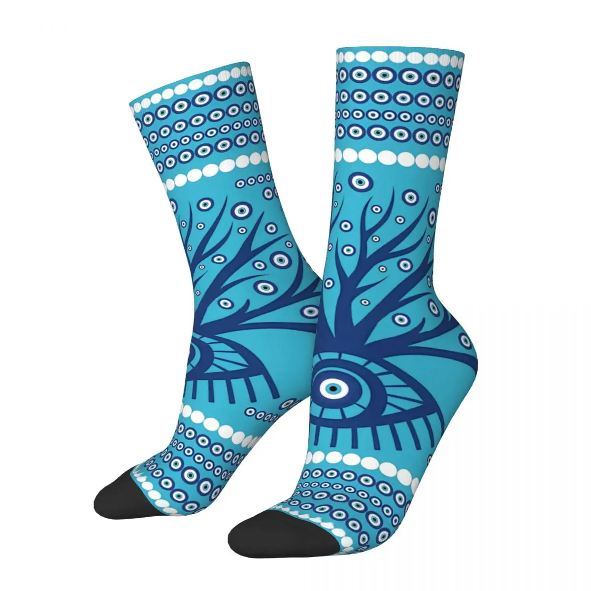 

Greek Eye Tree - Mati Mataki On Sky Blue Evil Eye Kawaii Socks School Cartoon Pattern Socks Adult Child