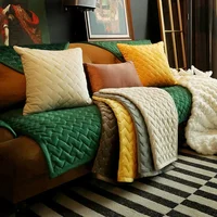 Nordic Simple Velvet Solid Color Sofa Cushion Winter Non-Slip Sofa Cover Cover Cushion for All Seasons 2