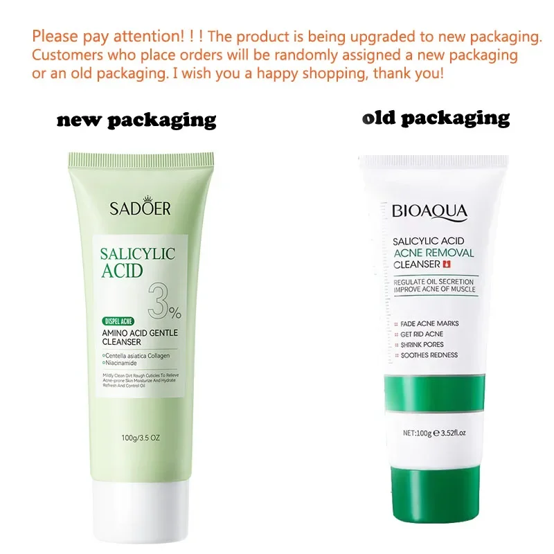 BIOAQUA Salicylic Acid Facial Cleanser Acne Treatment Moisturizing Oil Control skincare Face Wash Foam Face Cleanser Skin Care 6