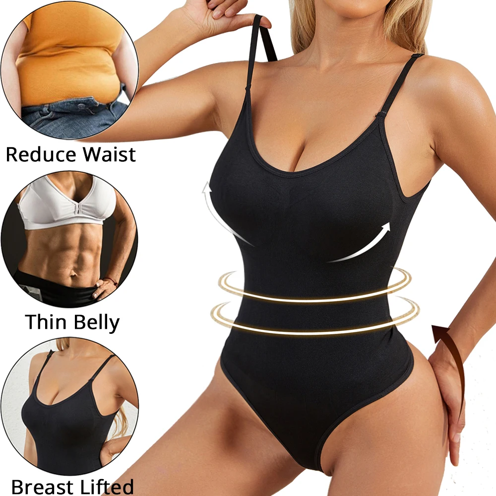 Seamless Shapewear Bodysuit Women Tummy Control Body Shaper Fajas Colombianas Waist Trainer Ladies Sexy Thong Slimming Underwear