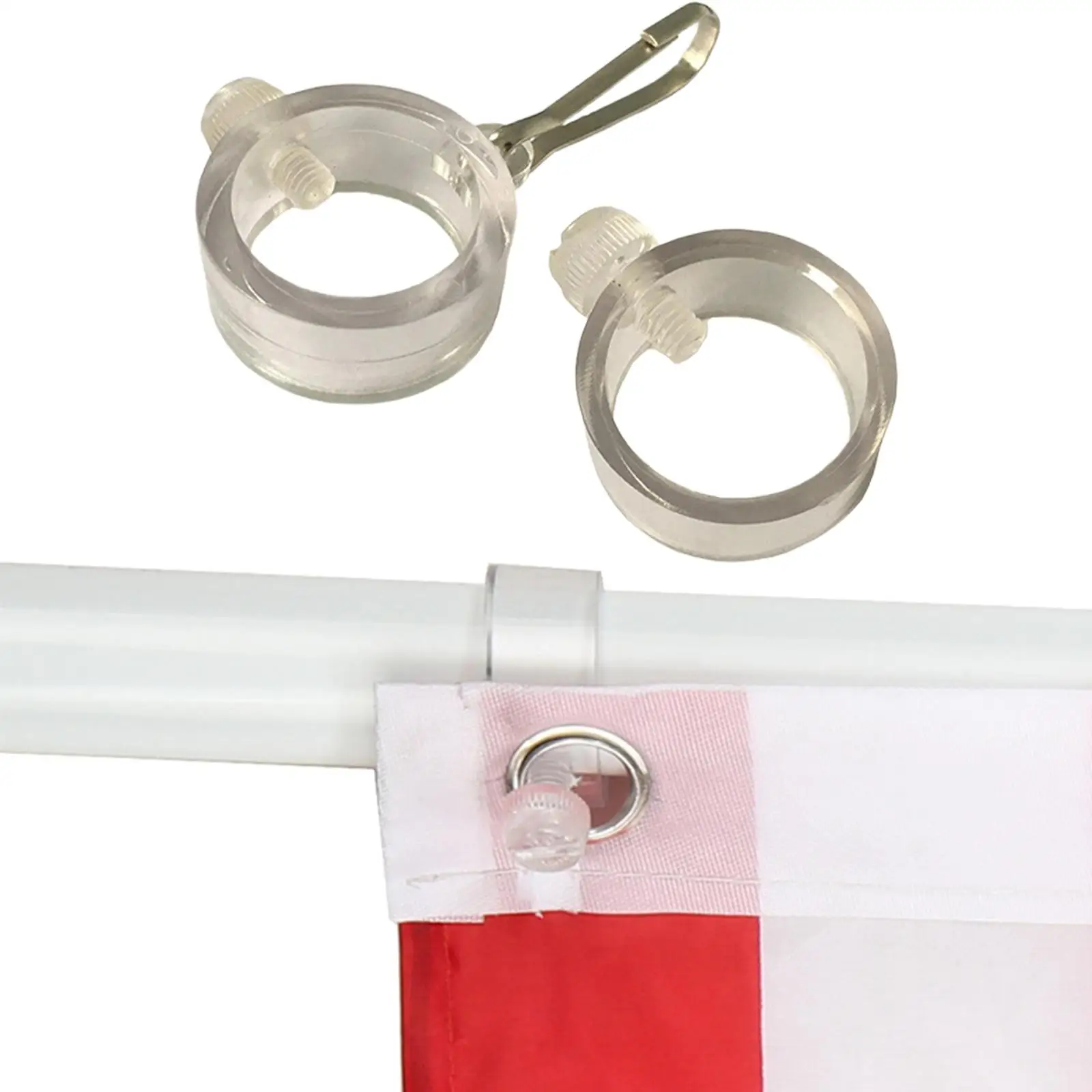 2Pcs Flagpole Rings Grommet Clip Attachments for 1'' Flag Poles Accessory