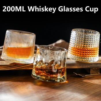 Bicchieri da whisky creativi da 200 ml Vetreria rotante durevole Cocktail Vino Brandy Tazza Tazza di succo d'acqua Bicchiere da bere per feste 1