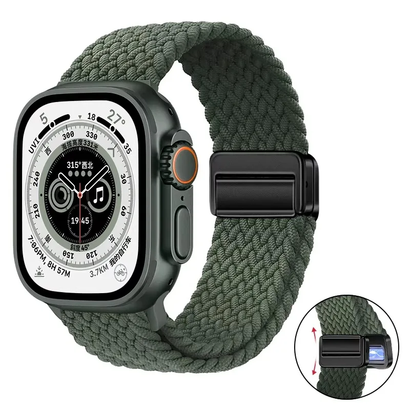 Breathable Nylon Braided Strap for Apple Watch - Adjustable Wristband
