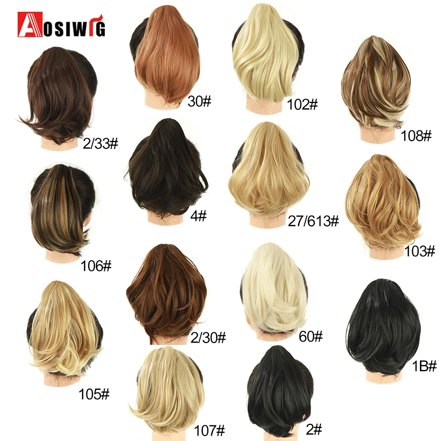 Synthetic Short Straight Claw Clip In Ponytail Cute Girls Hair Heat Resistant Black Gray Red Extensions Wig Hairpiece fake hair extensions