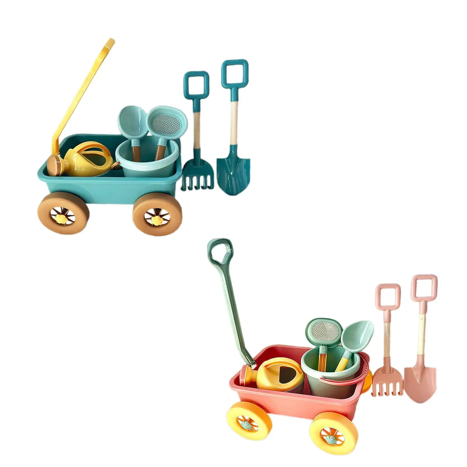 

Outdoor Toy Vehicle Pretend Play Wagon Set Multipurpose Colorful Funny Vehicle Wagon Toy Handheld Beach Toy Cart Kid Pull Toy