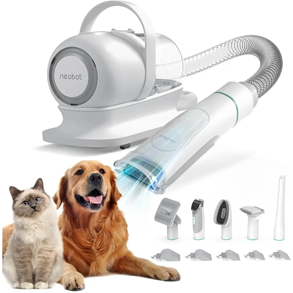 

Pro Pet Grooming Kit & Vacuum Suction 99% Pet Hair, Professional Grooming Clippers with 5 Proven Grooming Tools