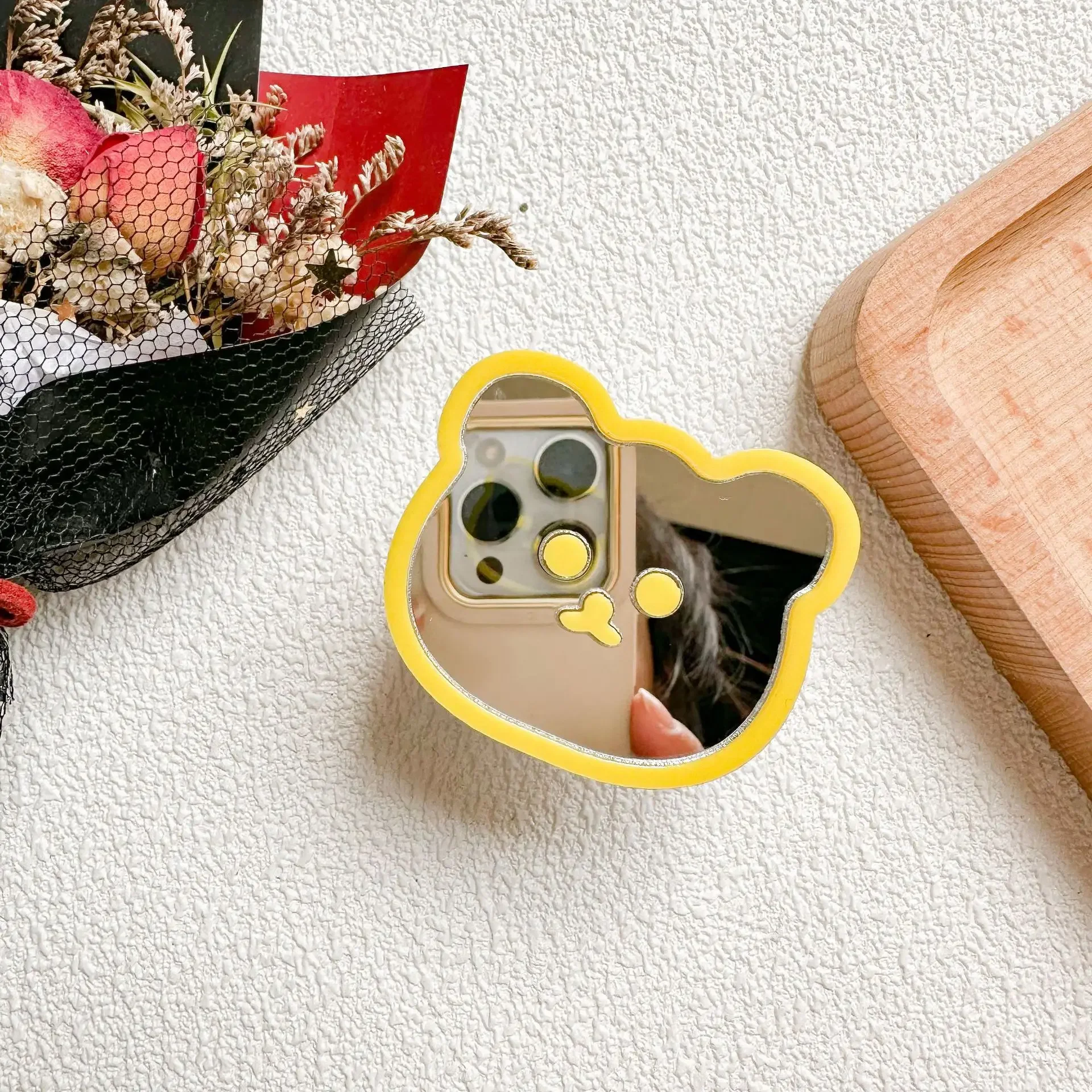 Koreanische niedliche Cartoon Spiegel Bär klappbare Fingerring Griptok Telefon halter für iPhone Support Steckdose Taschen griff Token Stand halterung – Detail 9