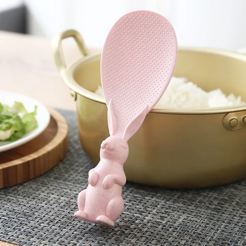 Silicone Cooking Spoon Wheat Straw Rabbit Spoon Can Stand Up Rabbit Rice Shovel Cooker Spoon Creative Non-Stick Rice Cartoon silicone spatula,silicone kitchen utensils,silicone cooking spoon