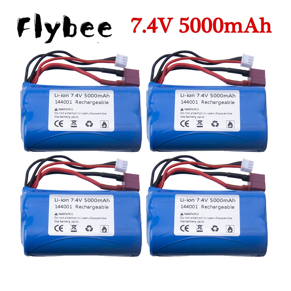 Batteria Originale Per Wltoys 144001 Rc Racing Car 2S 7.4 V 5000Mah Batteria Agli Ioni Di Litio T Plug Per Wltoys 144001 12428 Batteria Per Auto Rc