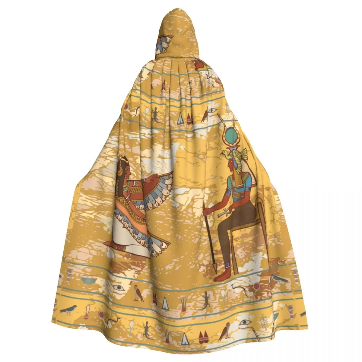 

Egyptian Gods And Pharaohs Hooded Cloak Polyester Unisex Witch Cape Costume Accessory