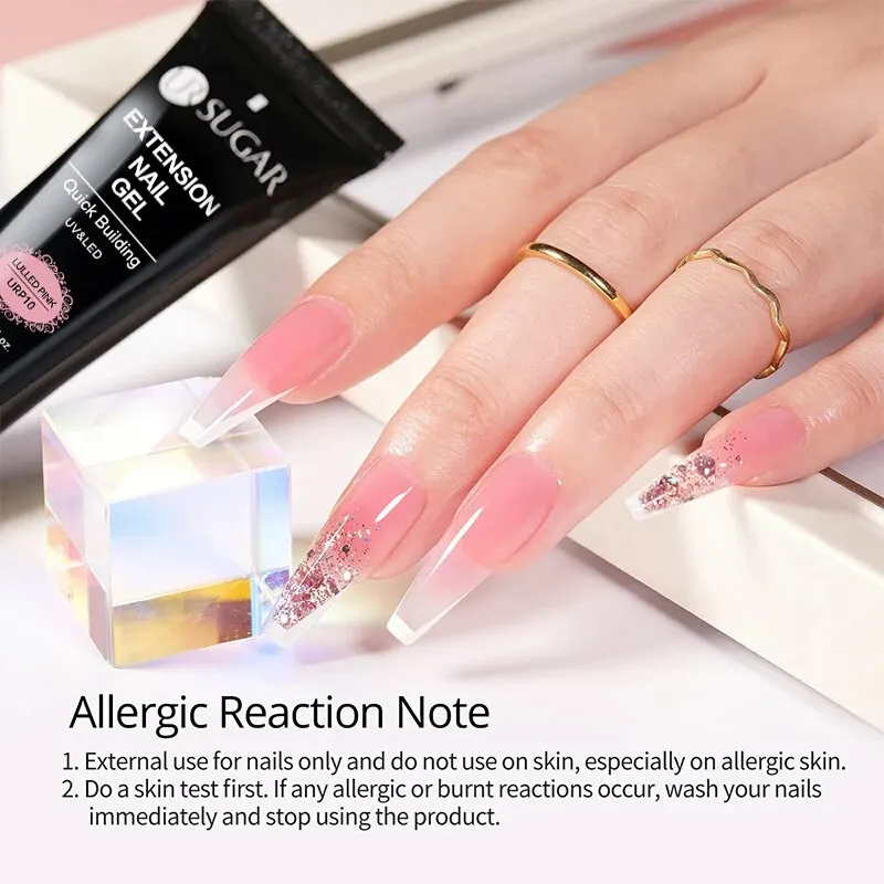 UR SUGAR 반영구 퀵 익스텐션 젤, 누드 맥아 핑크 컬러, 광택제 바니시, UV LED 흡수 젤, 15ml, 세트당 6 개