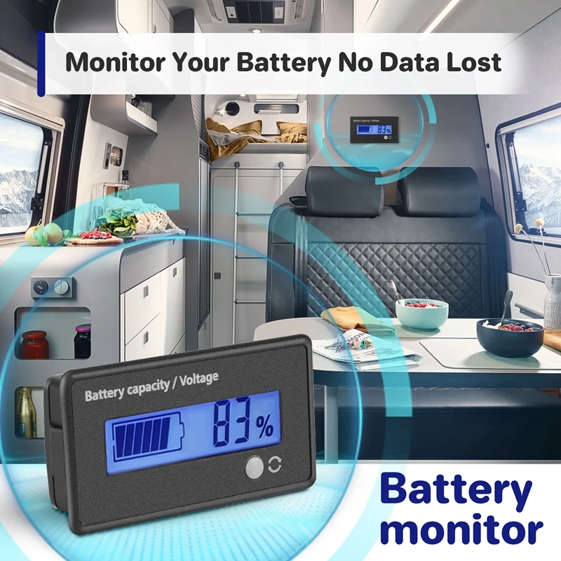 Battery Meter Battery Capacity Voltage Monitor, DC 12/24/36/48/60/72/84V Battery Capacity Voltage Gauge Indicator 3