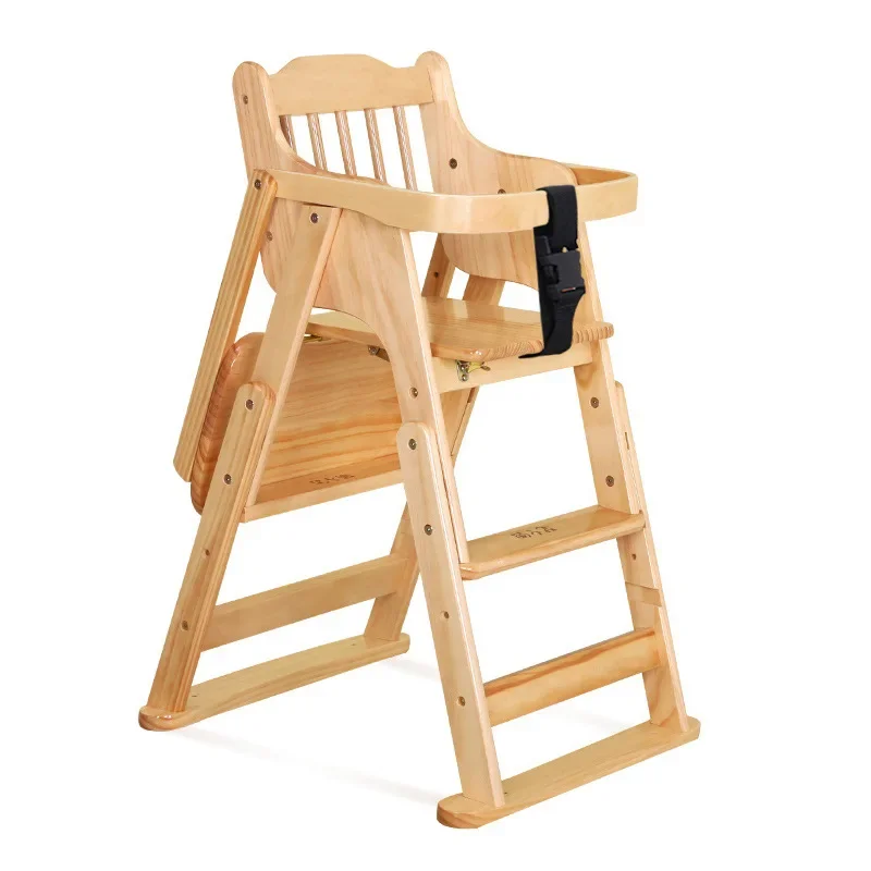 Baby Dining Chair Children's Dining Table Chair Solid Wood Portable Multifunctional Foldable