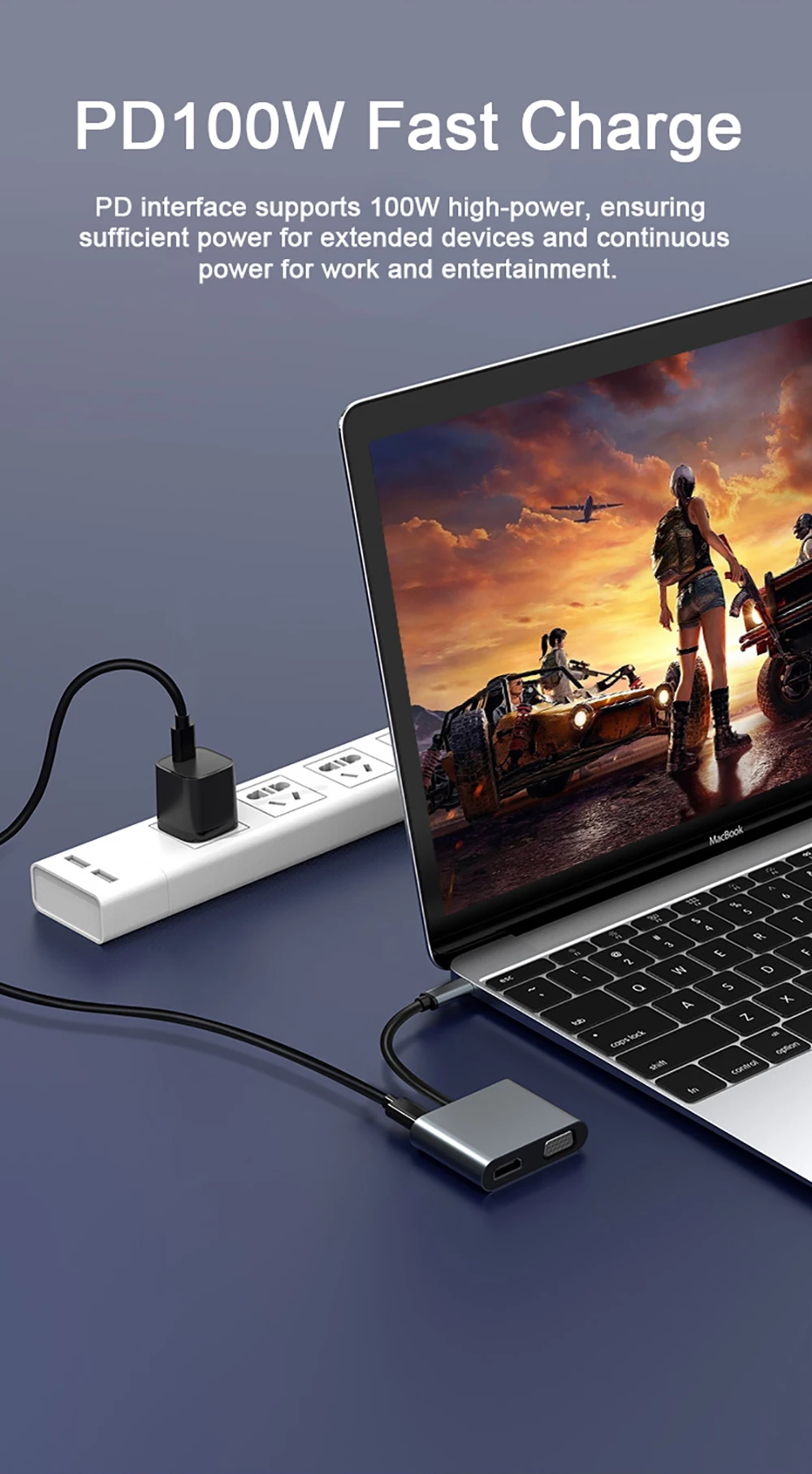 4K Type C to HDMI-compatible Hub 4 in 1 Docking Station USB C 3.0 VGA PD Adapter for Huawei Xiaomi Samsung S20 Nintendo Switch