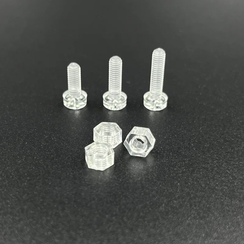 Screw Bolt Nut Set 160Pcs/sets Acrylic Clear transparent Plastic Nylon M3 Diameter 3mm Round Pan Phillips Cross Head Screw Bolt with Hex Nut