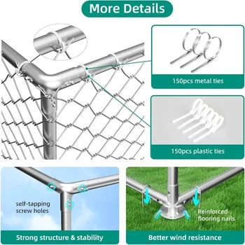Heavy Duty Outdoor Dog Kennel with Waterproof Cover, UV-Resistant Roof, and Secure Locking Mechanism for Large Dogs 4