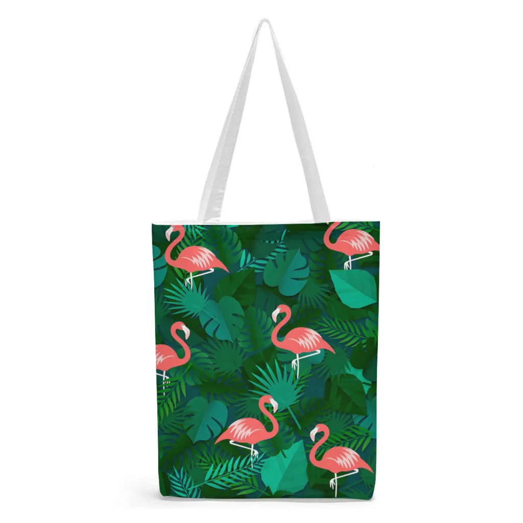 

Women flamingo Large Shopping Bag Washable Reusable Easy to Carry Capacity Handbags