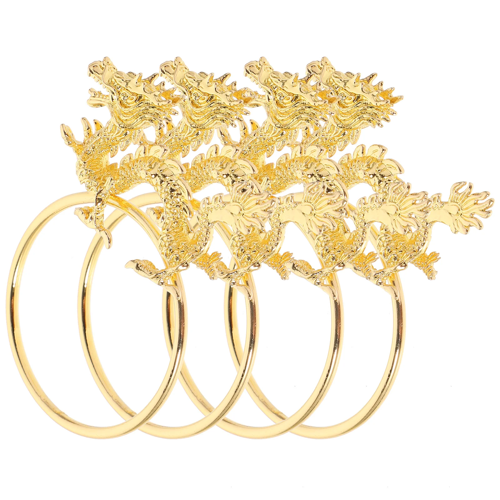 

4pcs Chinese Dragon Napkin Holders Napkin Buckles Spring Festival Dinning Table Napkin Ring