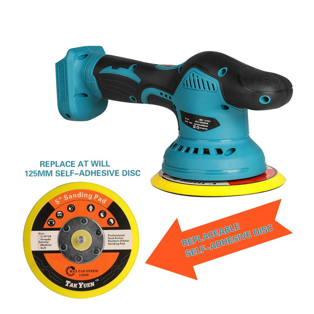 Car Polisher Cordless Polisher 6 Gears Adjustable Car Waxing Polishing Machine Metal Waxing Wood Sanding for Makita 21v Battery (No Battery)