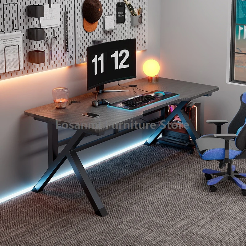 Premium Carbon Fiber Ergonomic Gaming Desk Sturdy K-type steel Feet Home Room Desk Gamer Table High Quality Stable Office Table 1