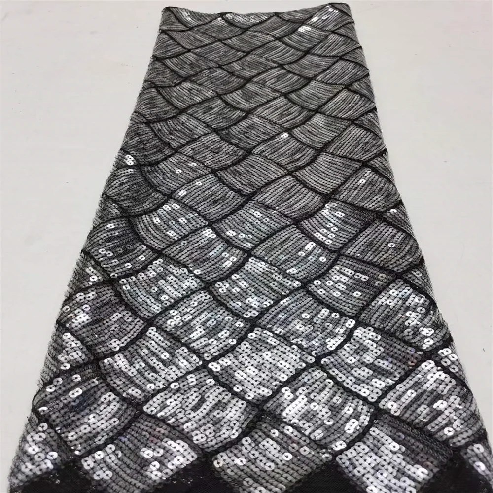 

New Luxury African Sequins Tulle Laces Fabrics 2023 High Quality French Groom Wedding Bridal Embroidery Tulle Lace Fabric TC1251