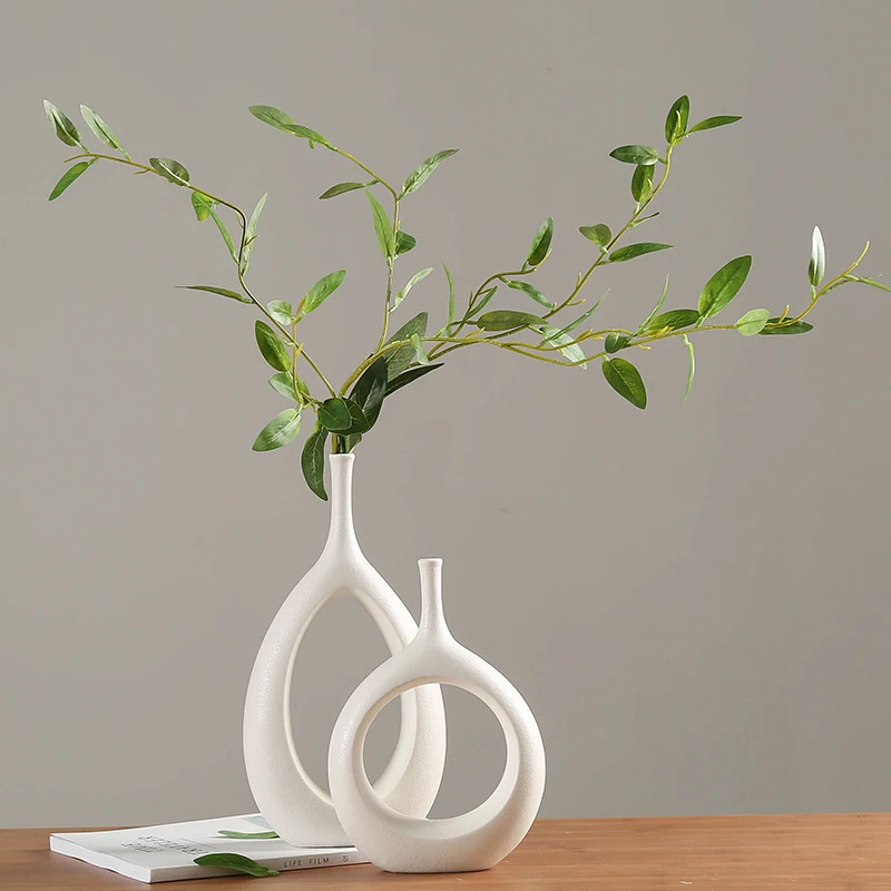 Art deco ceramic flower vase home desktop decor gift white simple fastion pot 