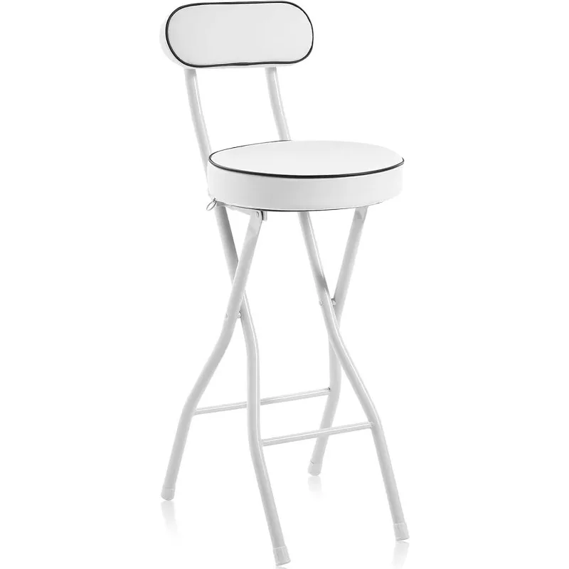 Folding Bar Stools with Back Tall Foldable Chairs Leather Padded Counter Height