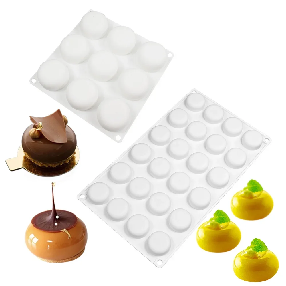 

Flat round mousse cake semi-circular French pastry silicone home DIY baking mold