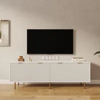 Mid Century Modern TV Stand for 80 Inch TV, Entertainment Center with 4 Large Drawers, TV Stand for Living Room 1