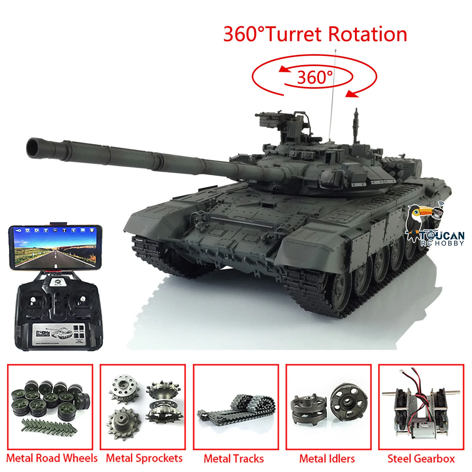 1/16 HENG LONG RC 탱크 원격 조종 7.0 커스텀 T90 FPV 3938 ..