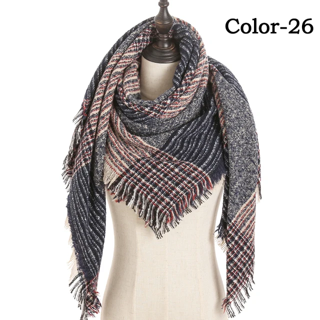 2021 new Cashmere Scarf For Women Plaid Knitted Triangle Pashmina Winter Warm Shawl Wraps Bufanda Female Soft Neck Echarpe UE-26