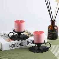 1PC Holder Iron Taper Candlestick Candleholder Black Metal Pillar Plate Holders Stand Christmas Wedding Desktop Cast Decor Fan 5