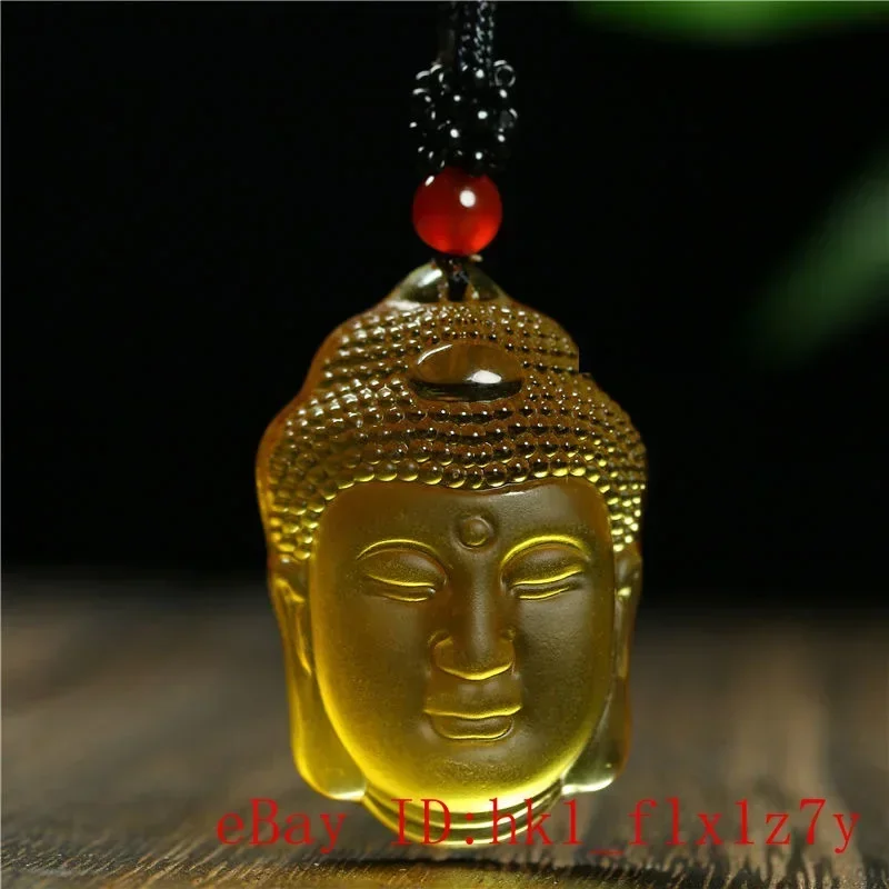 Natural White Yellow Pink Crystal Carved Buddha Head Pendant Necklace Jewelry Charm Aura Amulet Gift For Men Sweater Chain pendant necklace