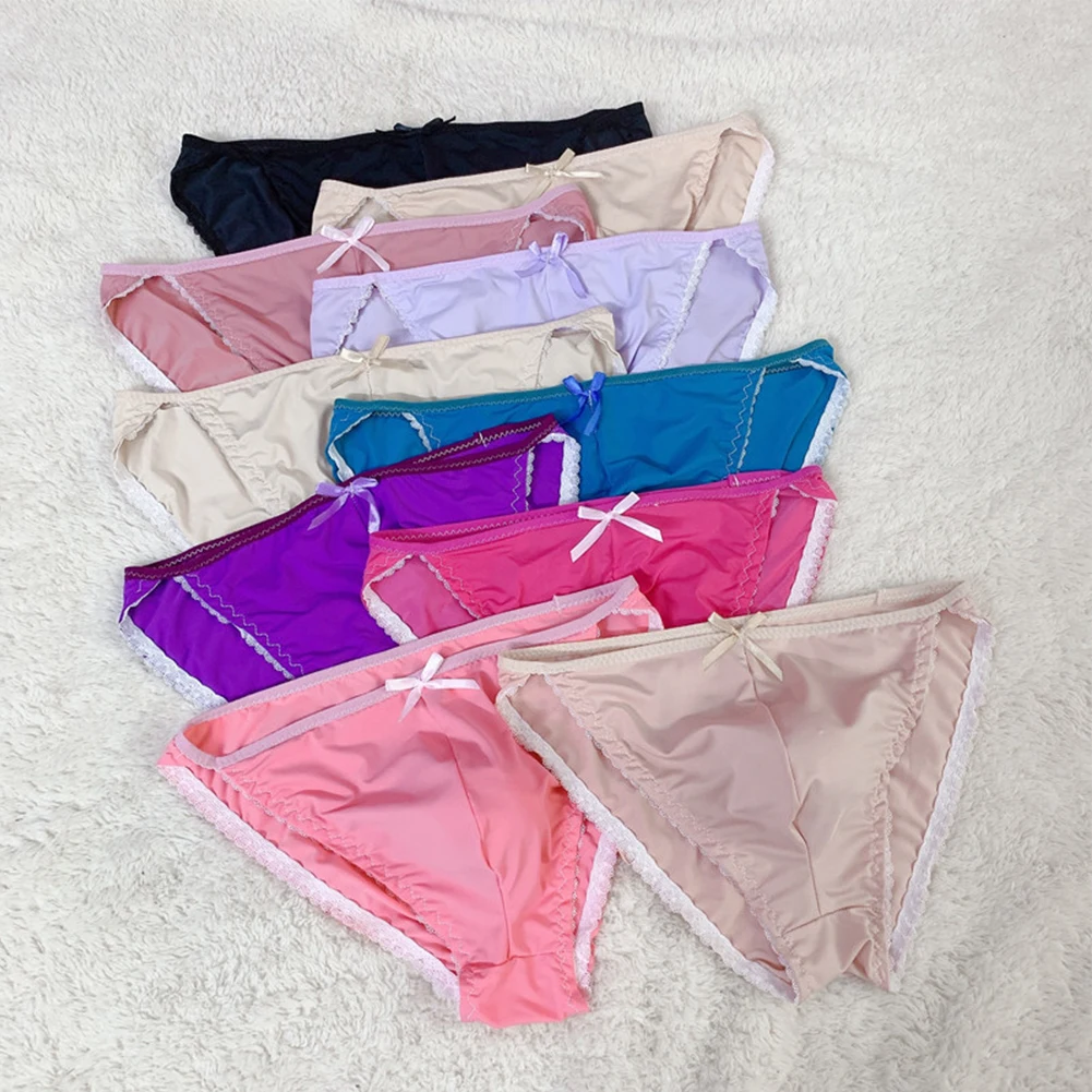 

Mens Sissy Ice Silk Briefs Sheer Pouch Bikini Underwear See-through Thongs Panties Seamless Underpants Ultra Thin Erotic Lingeri