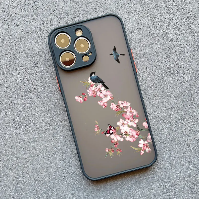 Vögel Aquarell-Muster Handyhülle für iPhone 12 13 Mini 17 16 11 14 Pro Max X XR XS 15 Plus Stoßfeste Blumen-Schutzhülle – Detail 5