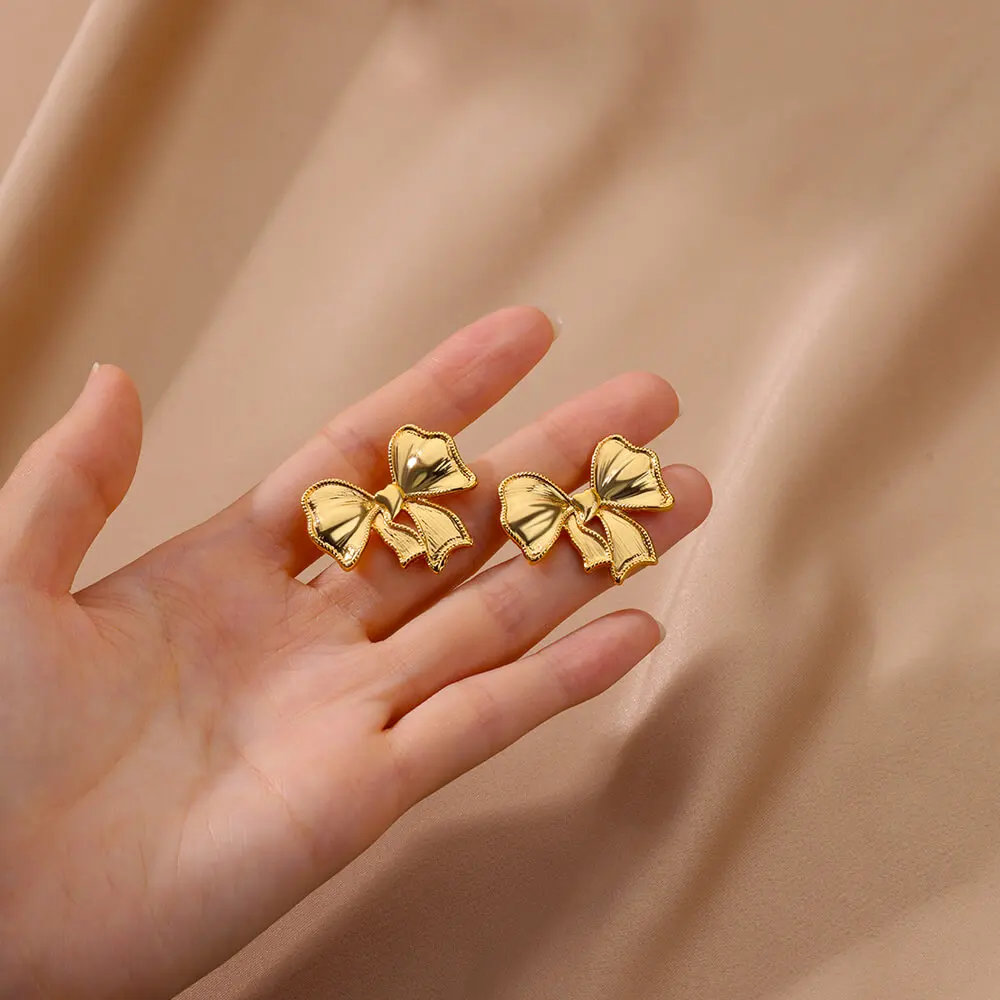 Bow Stainless Steel Stud Earrings for Women