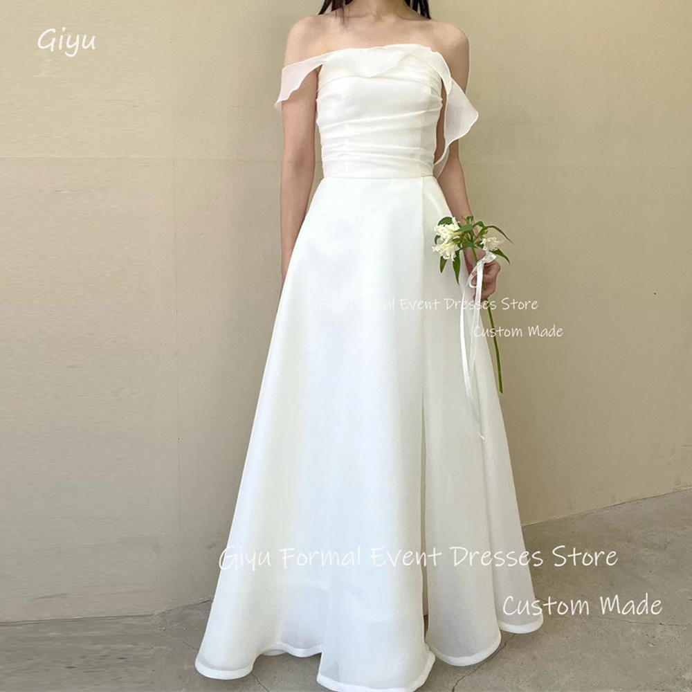 

Giyu Off Shoulder Organza A Line Korea Wedding Dresses Photoshoot Floor Length Bridal Gowns Custom Made