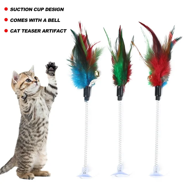 Pet Cat Toy Stick Feather Rod Mouse Toy with Mini Bell Cat Catcher Teaser Cat Toys Interactive Pet Products for Cats 4
