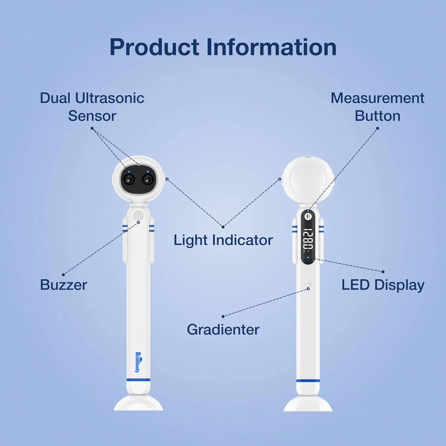 Digital Height Gauge HAIZHIHUISmart WirelessBody Height Meter Accurate ultrasonic measurement Easy to measure by one hand mold-making Quirky and cute