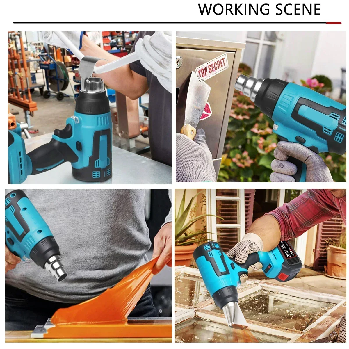 Cordless Handheld Hot Air Gun Electric Heat Gun with 3 Nozzles Industrial Home Shrink Wrapping Tool Cordless Blower For Makita 4