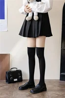 13-18 Years Old Girl's Black and White Calf Socks Female Spring and Autumn  High Socks and Knee Socks Pile  Lolita Socks 6