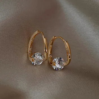 Korean Fashion Zircon Drop Earrings For Women Jewelry 2025 Trending New Luxury Women's Geometric Hoop Earrings Pendientes Gifts