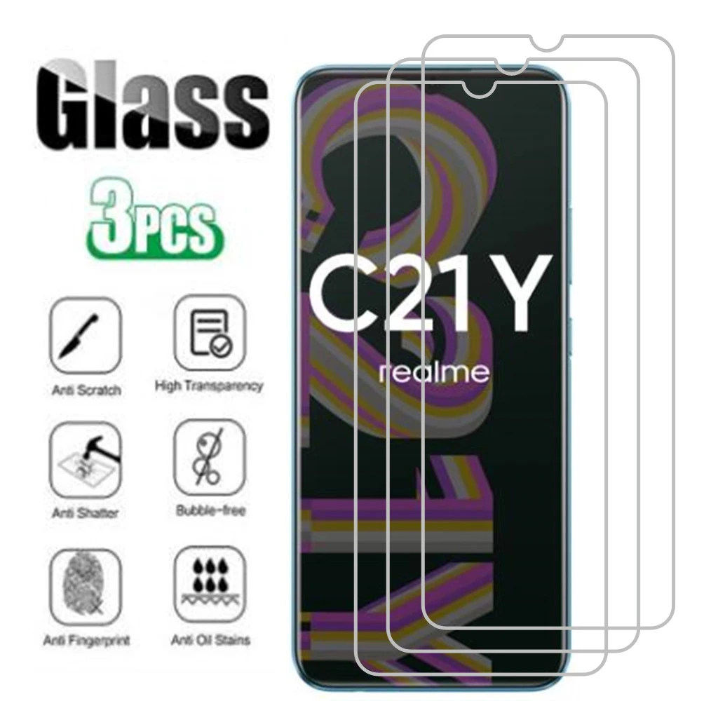 

3pcs Tempered Glass For Oppo Realme C21 Y C21Y Realmi Realmy Ralme Relme C11 2021 C20 C12 C15 C3 C25 C17 Guard Protective Film