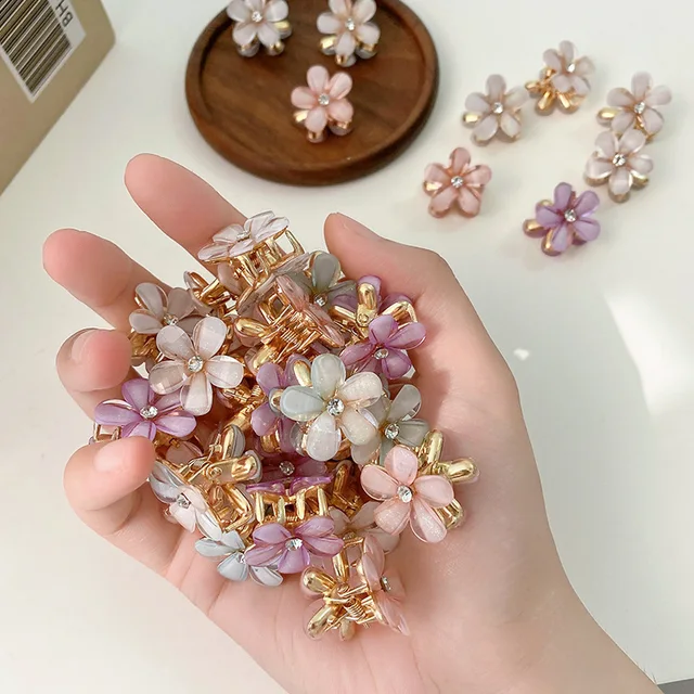 10pcs Crystal Flower Hair Clip Rhinestone Alloy Hair Clip Suitable For Sweet Summer Side Clip Hairstyle Accessories For Girls 1