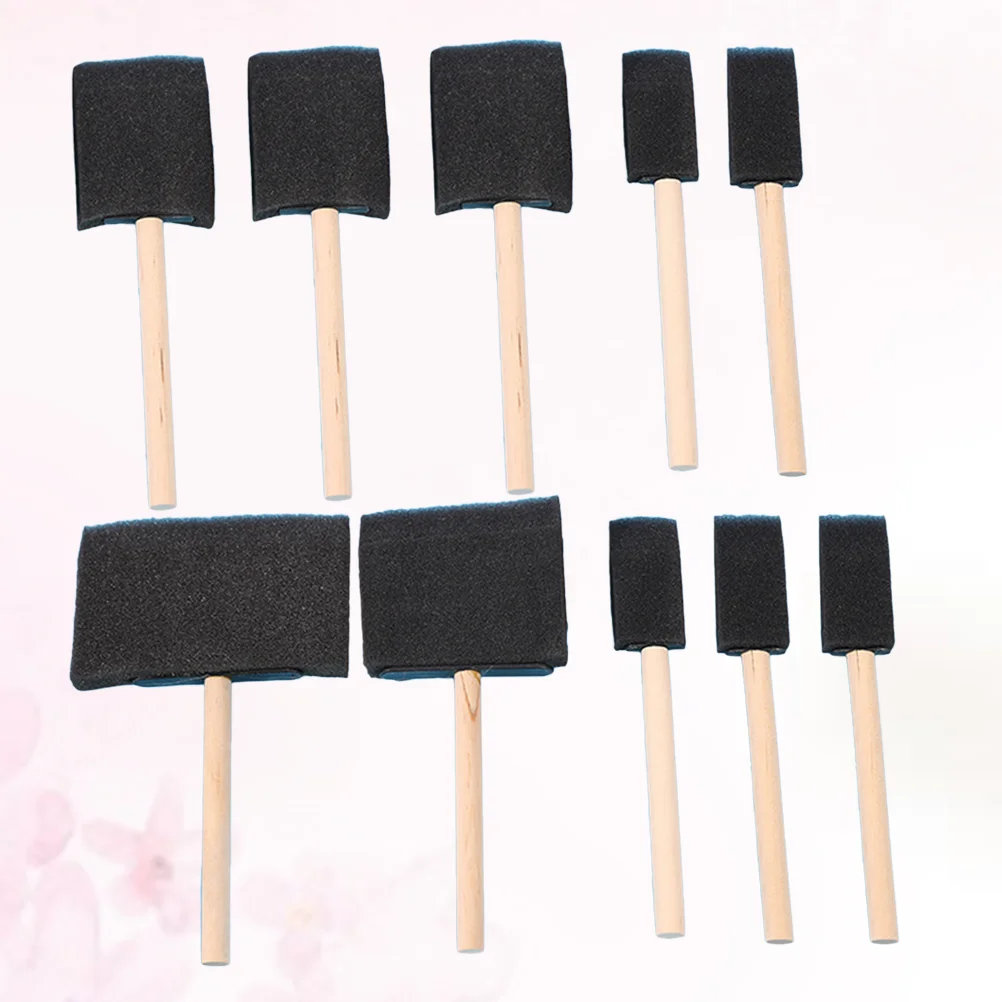 

10pcs Wood Handle Sponge Brush for DIY Crafts Staining Varnishes Painting Acrylics Oil Watercolor Drawing