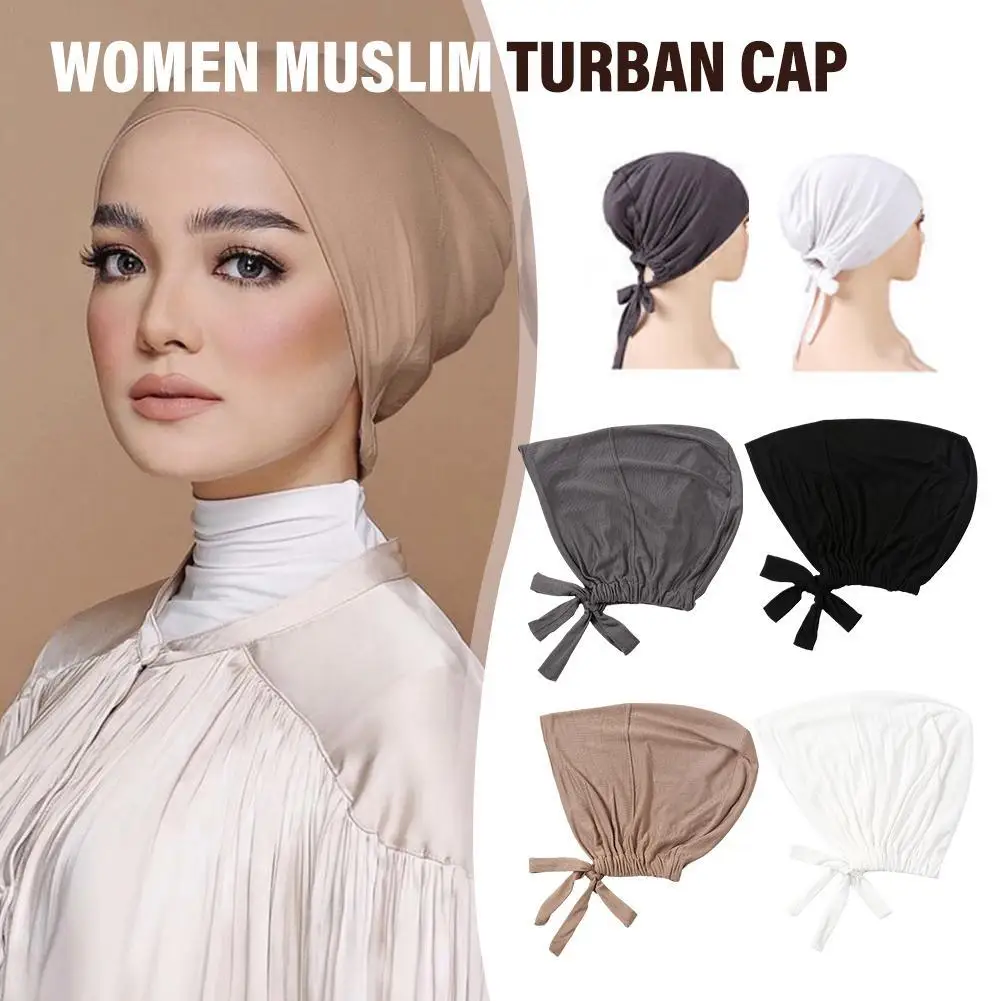 

New Soft Modal Muslim Turban Hat Inner Hijab Caps Islamic Underscarf Bonnet India Hats Female Headwrap Turbante Mujer